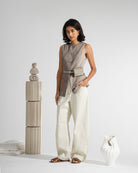 Desert Sand Stripe Striped Waistcoat Womens Long Vest Striped Future Classic Clothing