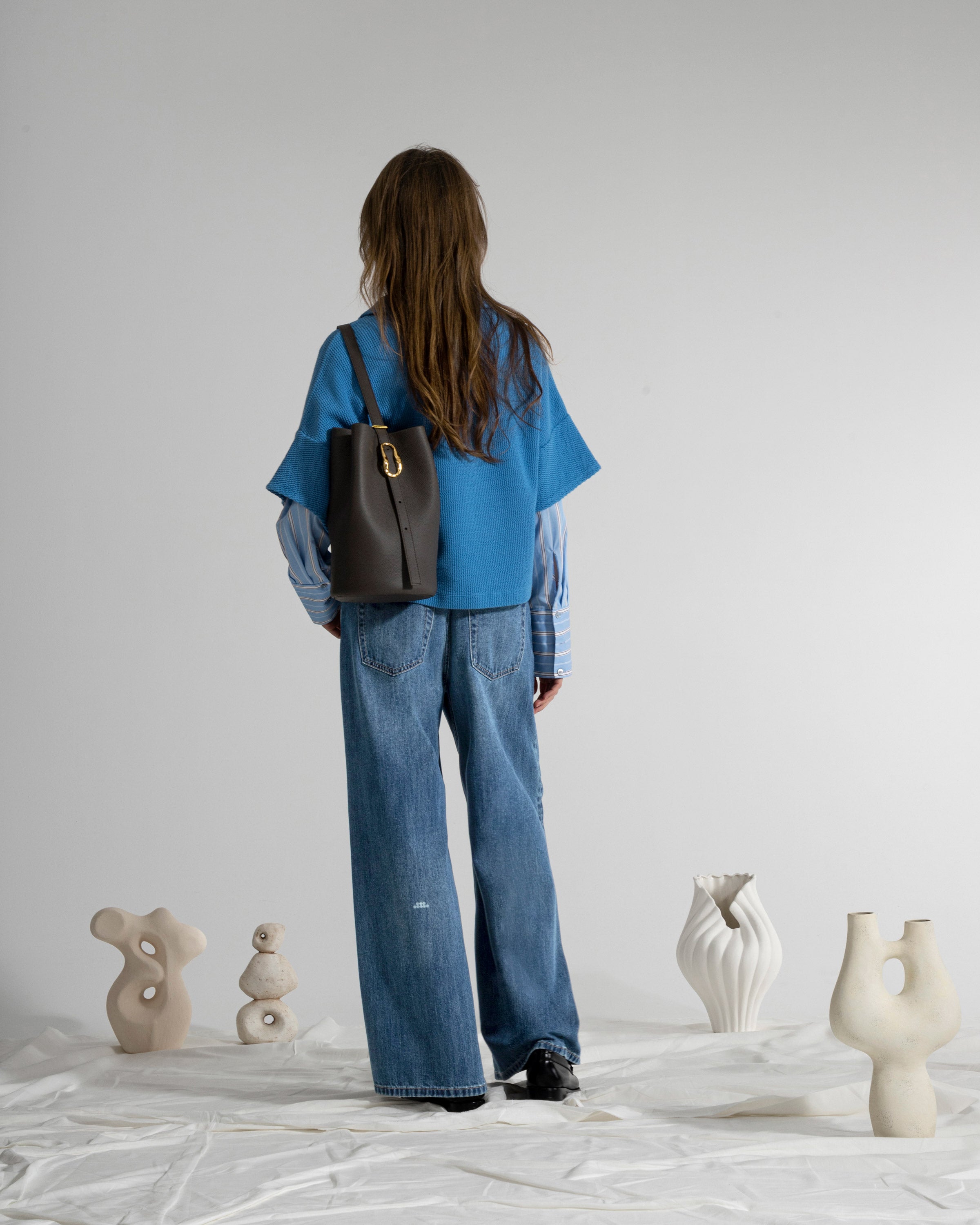 Mid Indigo Loose Fit Jeans Mid-Indigo Womens Denim Wash Indigo Jeans Wide Leg Jeans 
