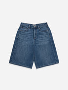 Mid Indigo Boyfriend Denim Shorts Womens Denim Relaxed Fit Shorts 