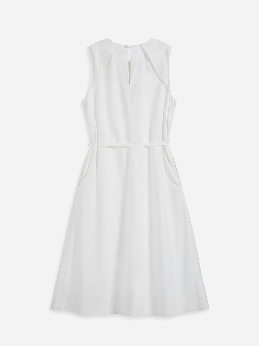 Offwhite Pleated Dress Womens Cotton Long Dress Sleeveless Dress 