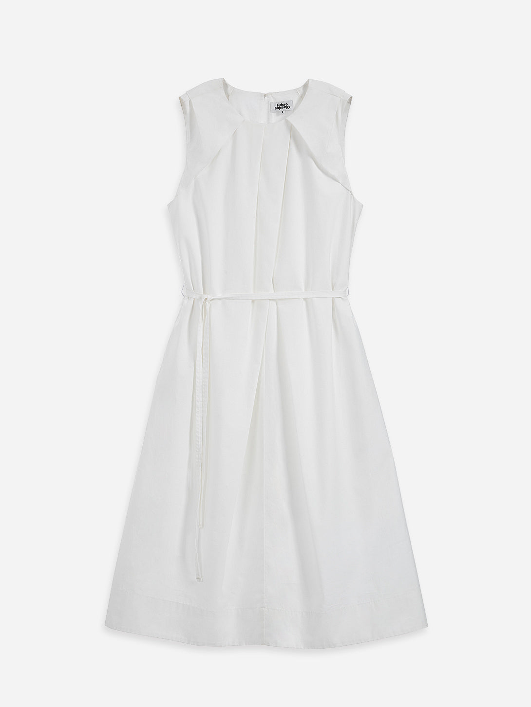 Offwhite Pleated Dress Womens Cotton Long Dress Sleeveless Dress 