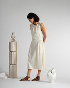 Seedpearl/ Moonless Night Stripe Panel Flared Dress Striped Long Dress Sleeveless Future Classics 