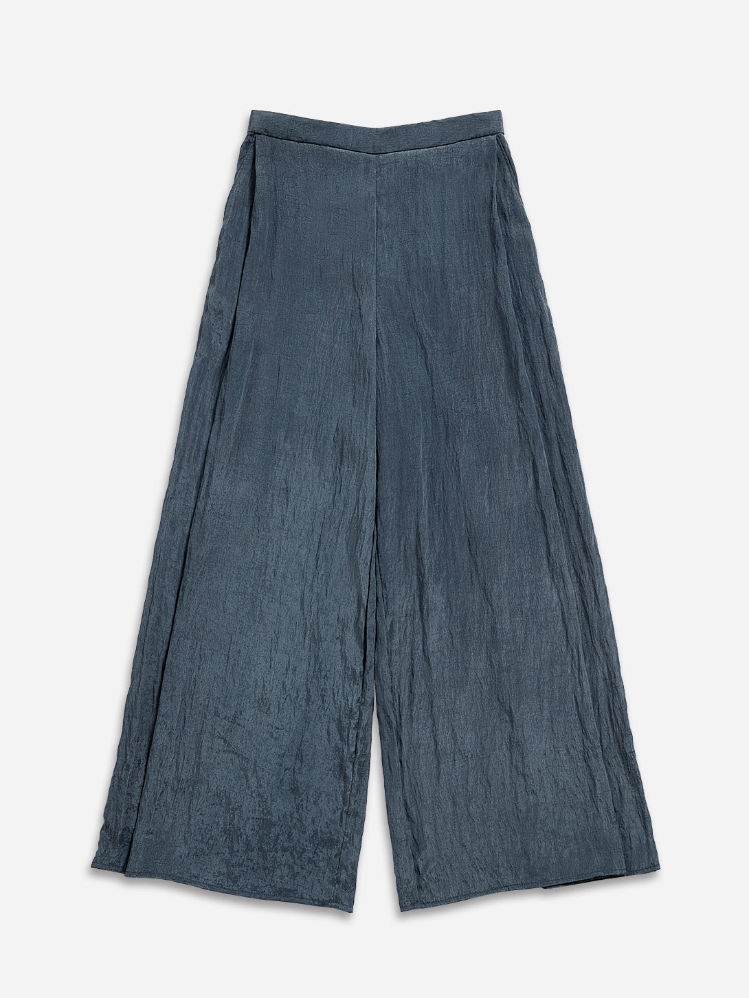 Navy Crinkle Fluid Pants Womens Lightweight Relaxed Fit Elastic Waist Pants 