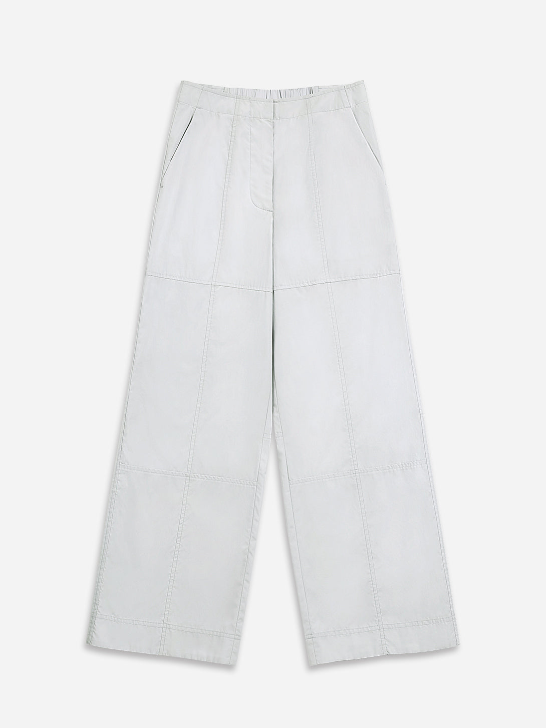 Horizon Blue Patchwork Pants Womens Elastic Waist Wide Leg Light Pants 