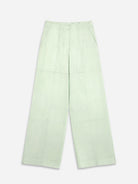 Soft Jade Patchwork Pants Womens Elastic Waist Wide Leg Light Pants 