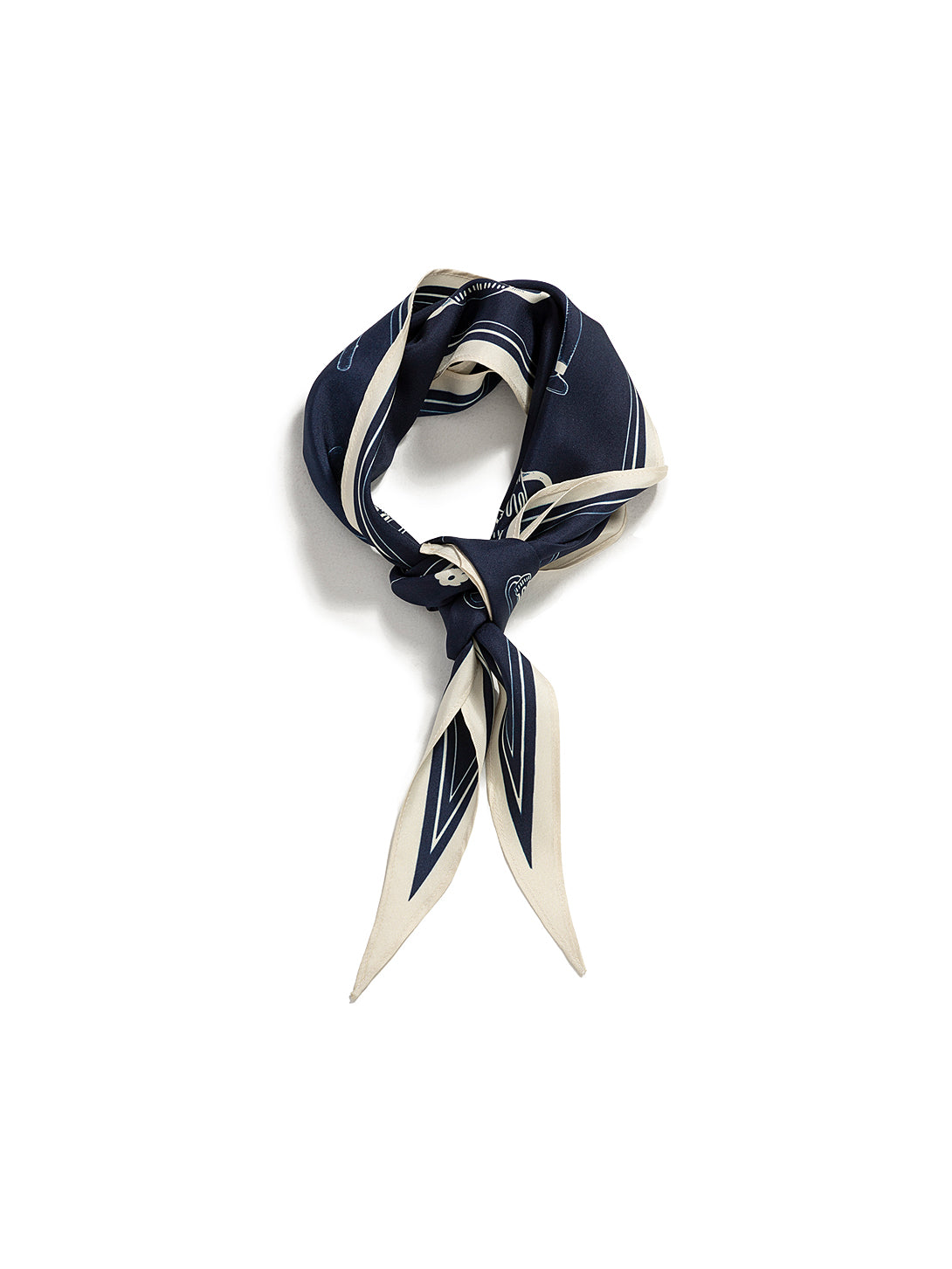 Navy Blazer Print Oeuvres Printed Neckerchief Womens Print Design Handkerchief 