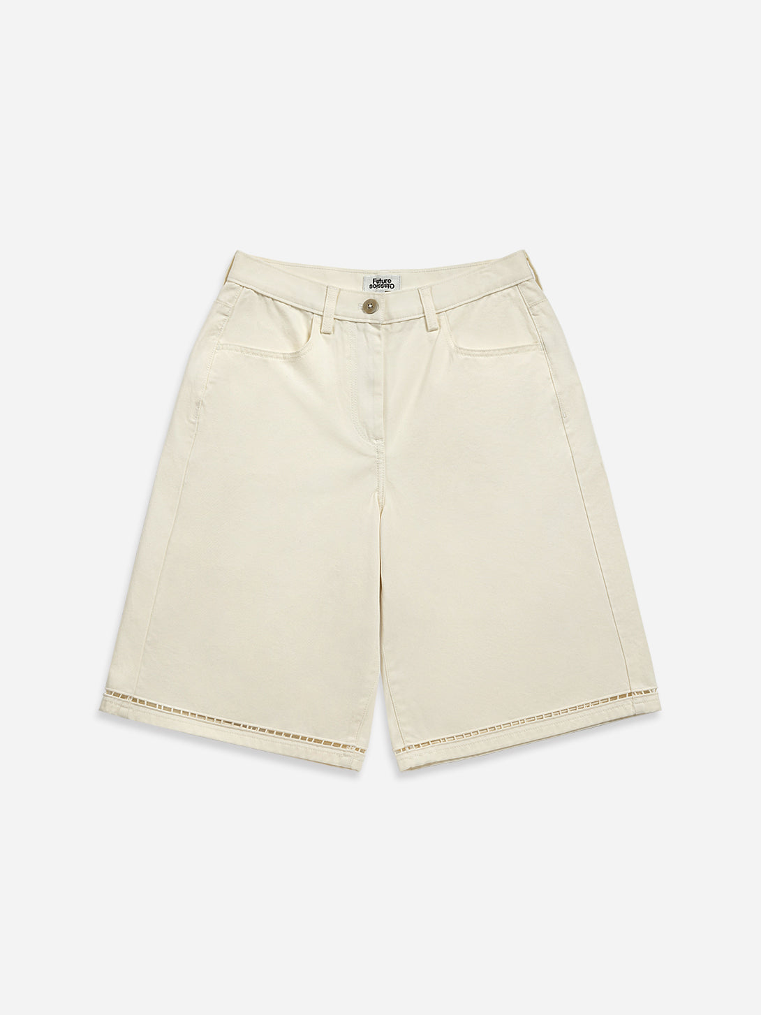 Offwhite Stencils Bermuda Shorts Womens Relaxed Fit White Summer Shorts 