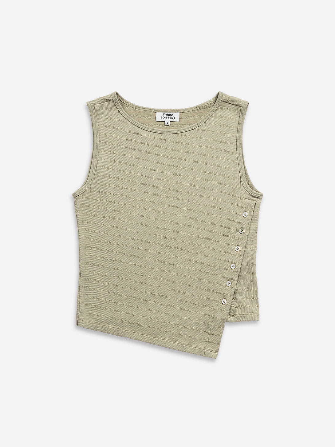 Desert Sage Asymmetric Hem Tank Jacquard Womens Cotton Tank Top Sleeveless Top 