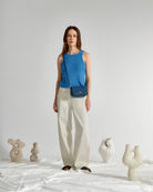 Brilliant Blue Knitted Tank Top Womens Sleeveless Knit Tank Top Summer Top 