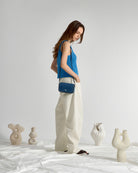 Brilliant Blue Knitted Tank Top Womens Sleeveless Knit Tank Top Summer Top 
