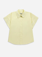 Lemonade Back Slit SS Shirt Womens Button Up Collared Short Sleeve Shirt Woven Womens Tee 