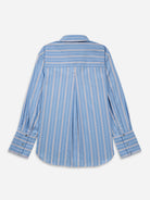 Aquamarine/ Pure White Stripe Striped Oversize Shirt Womens Striped Cotton Woven Shirt Collared Future Classics 