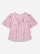 Playful Pink/ Pure White Stripe Puff Sleeve Blouse Womens Short Sleeve Striped Top Future Classics 