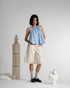 Offwhite Stencils Bermuda Shorts Womens Relaxed Fit White Summer Shorts 