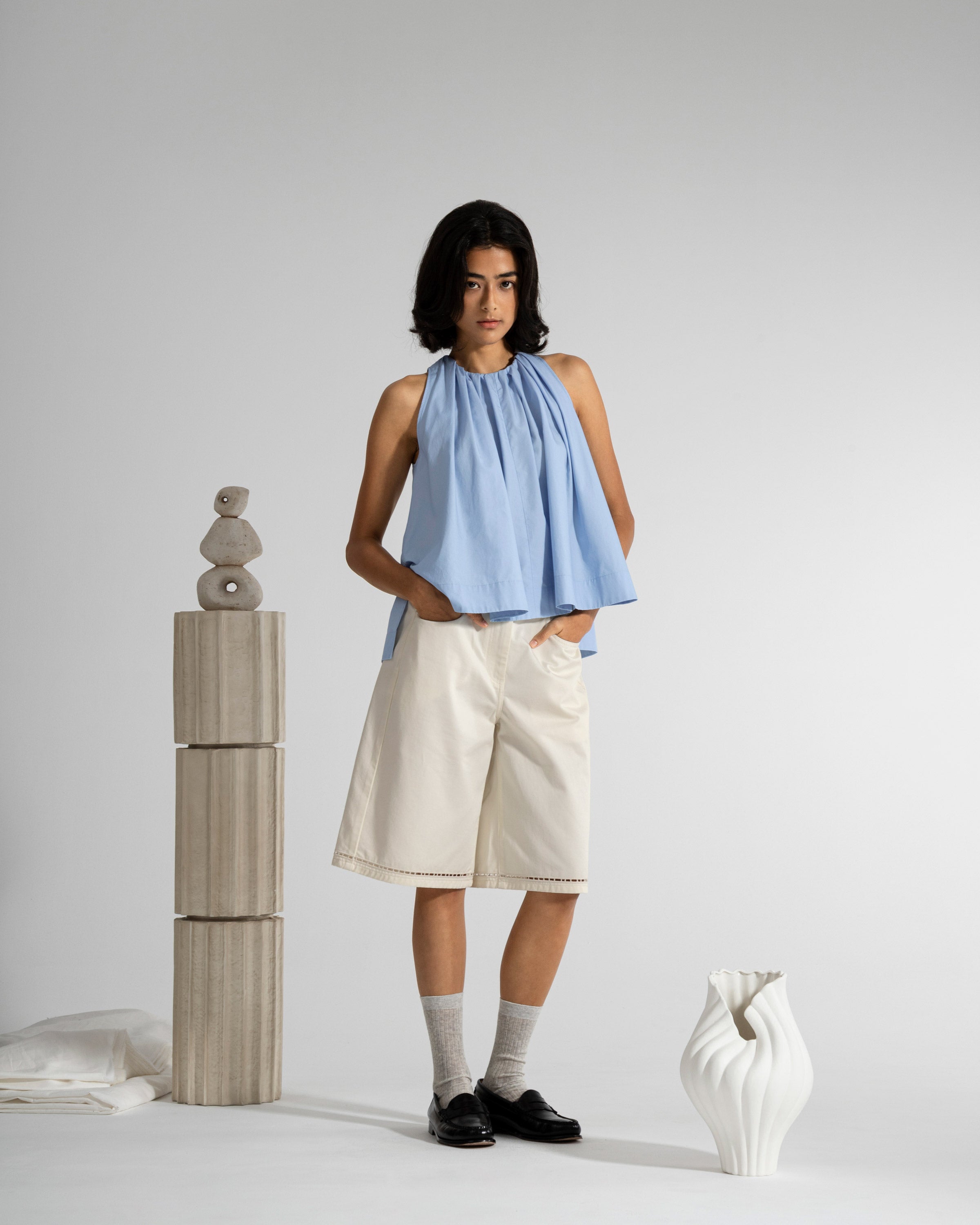 Offwhite Stencils Bermuda Shorts Womens Relaxed Fit White Summer Shorts 