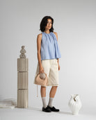 Offwhite Stencils Bermuda Shorts Womens Relaxed Fit White Summer Shorts 
