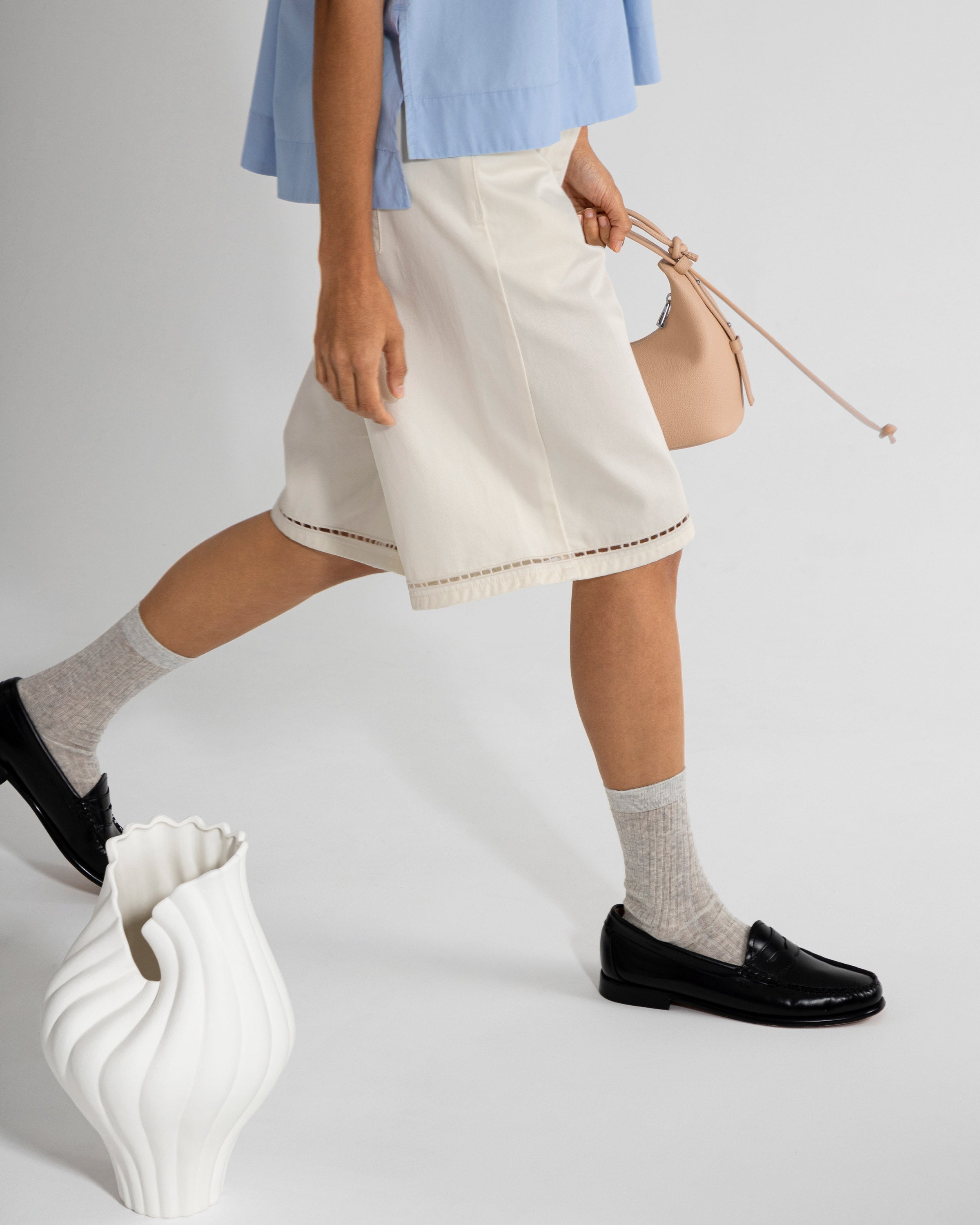 Offwhite Stencils Bermuda Shorts Womens Relaxed Fit White Summer Shorts 