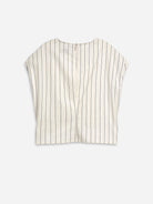 Seedpearl/ Moonless Night Stripe Striped Tie Waist Top Womens Striped Tie Shirt Sleeveless Womens Top 