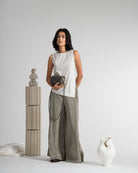 Seedpearl/ Moonless Night Stripe Striped Asymmetric Tank Womens Striped Sleeveless Top Womens Top Shirt 