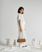 Offwhite Patchwork Oeuvres Pants Womens White Patchwork Cotton Woven Pants Womens Summer Pants 