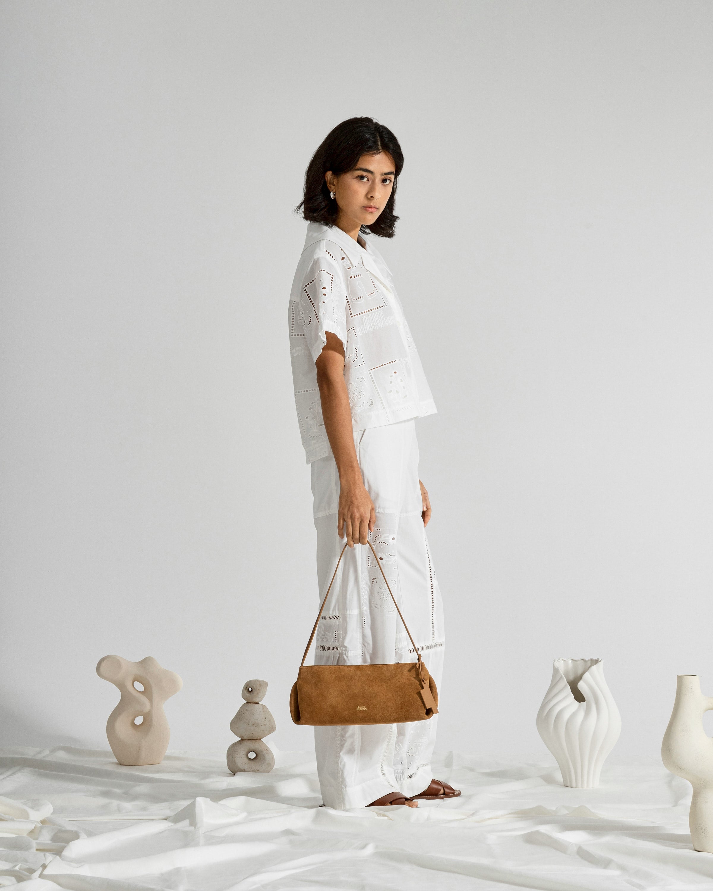 Offwhite Patchwork Oeuvres Pants Womens White Patchwork Cotton Woven Pants Womens Summer Pants 