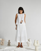 Pure White Stripe Textured A-Vent Tank Womens Textured Sleeveless Tank Top Cropped Woven Shirt 