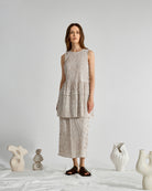 Seedpearl/Desert Sand Stripe Striped Overlap Skirt Womens Long Lightweight Brown Striped Skirt 