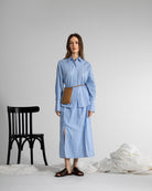 Aquamarine/ Pure White Stripe Striped Oversize Shirt Womens Striped Cotton Woven Shirt Collared Future Classics 
