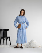 Aquamarine/ Pure White Stripe Striped Oversize Shirt Womens Striped Cotton Woven Shirt Collared Future Classics 