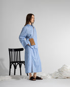 Aquamarine/ Pure White Stripe Striped Oversize Shirt Womens Striped Cotton Woven Shirt Collared Future Classics 