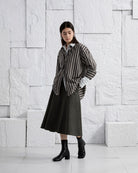 Dk Cedar/ Aquamarine Stripe Striped Back Slit Shirt Womens Long Striped Button Up Shirt Relaxed Fit Layering Dress Shirt 
