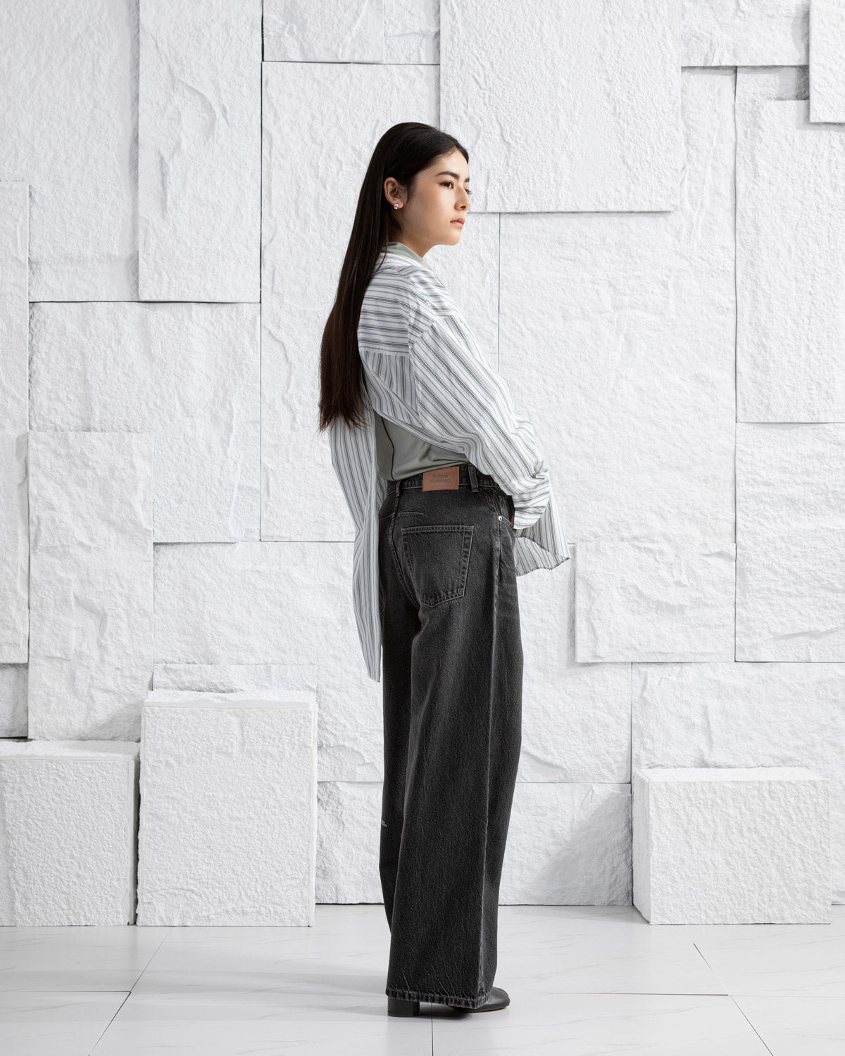 Dk Grey Denim Loose Fit Jeans Dark Grey Womens Wide Leg Baggy Denim Jeans Dark Grey Wash Denim 