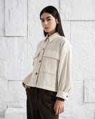 Seedpearl Cordurory Short Jacket Womens Textured Button Up Corduory Jacket Collared Corduroy Coat 
