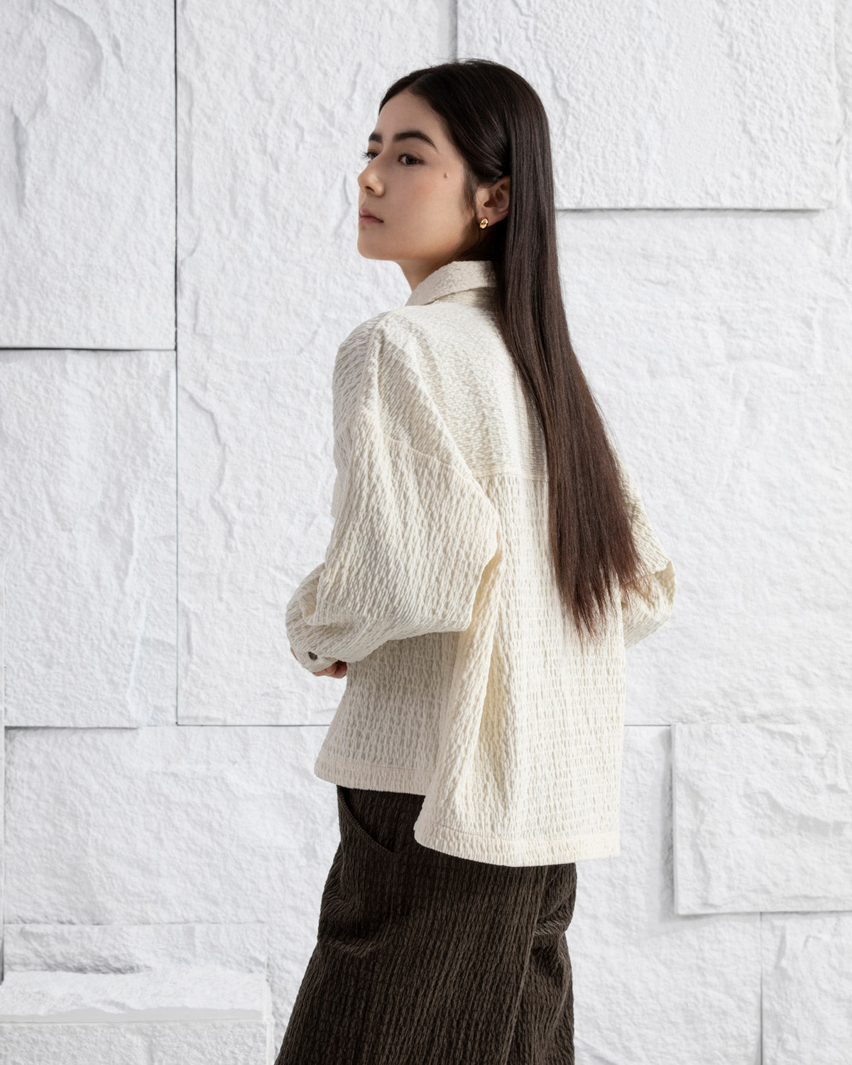 Seedpearl Cordurory Short Jacket Womens Textured Button Up Corduory Jacket Collared Corduroy Coat 