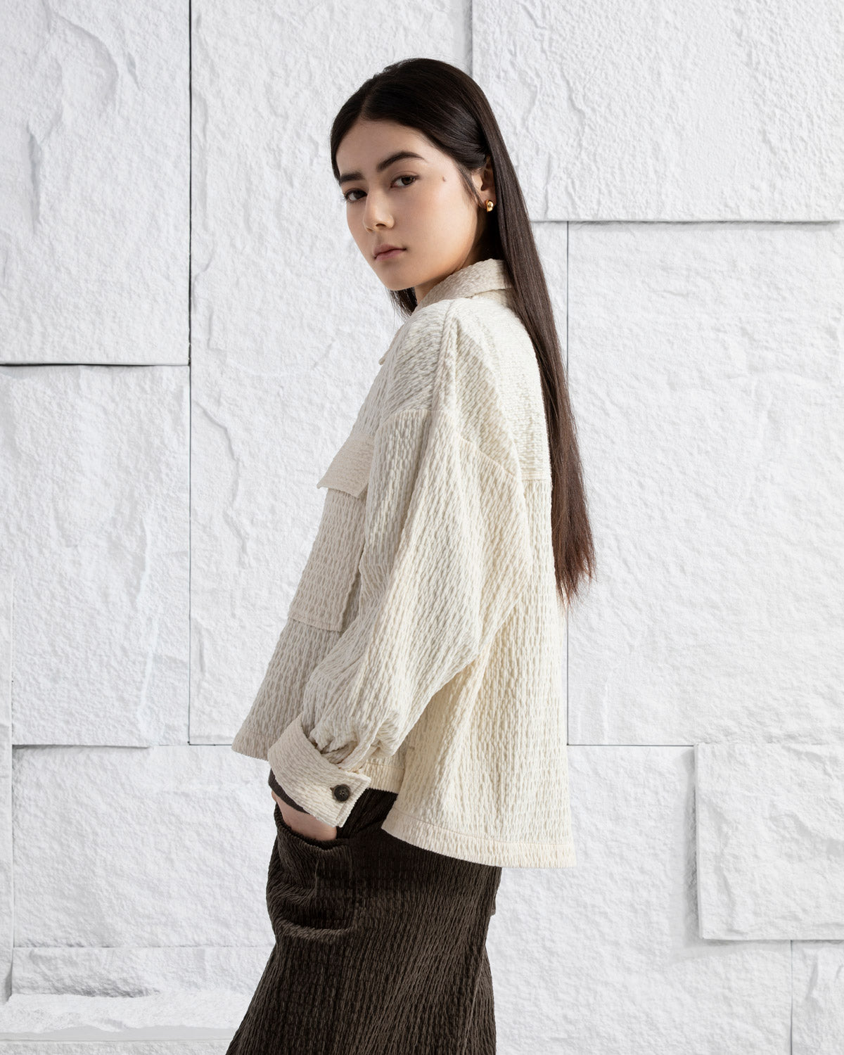 Seedpearl Cordurory Short Jacket Womens Textured Button Up Corduory Jacket Collared Corduroy Coat 