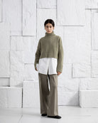 Olive Heather Cuffed Turtleneck Sweater Womens Cropped Knit Turtleneck Sweater Wool Cashmere Sweater Long Sleeve Pullover