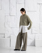 Olive Heather Cuffed Turtleneck Sweater Womens Cropped Knit Turtleneck Sweater Wool Cashmere Sweater Long Sleeve Pullover