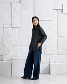 Carbon Oversized Shirt Womens Relaxed Fit Button Up Shirt Collared Shirt 