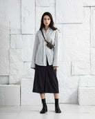 Offwhite/ Icelandic Purple Stripe Striped Back Slit Shirt Womens Striped Relaxed Fit Woven Shirt Striped Pattern Long Sleeve Dress Shirt 
