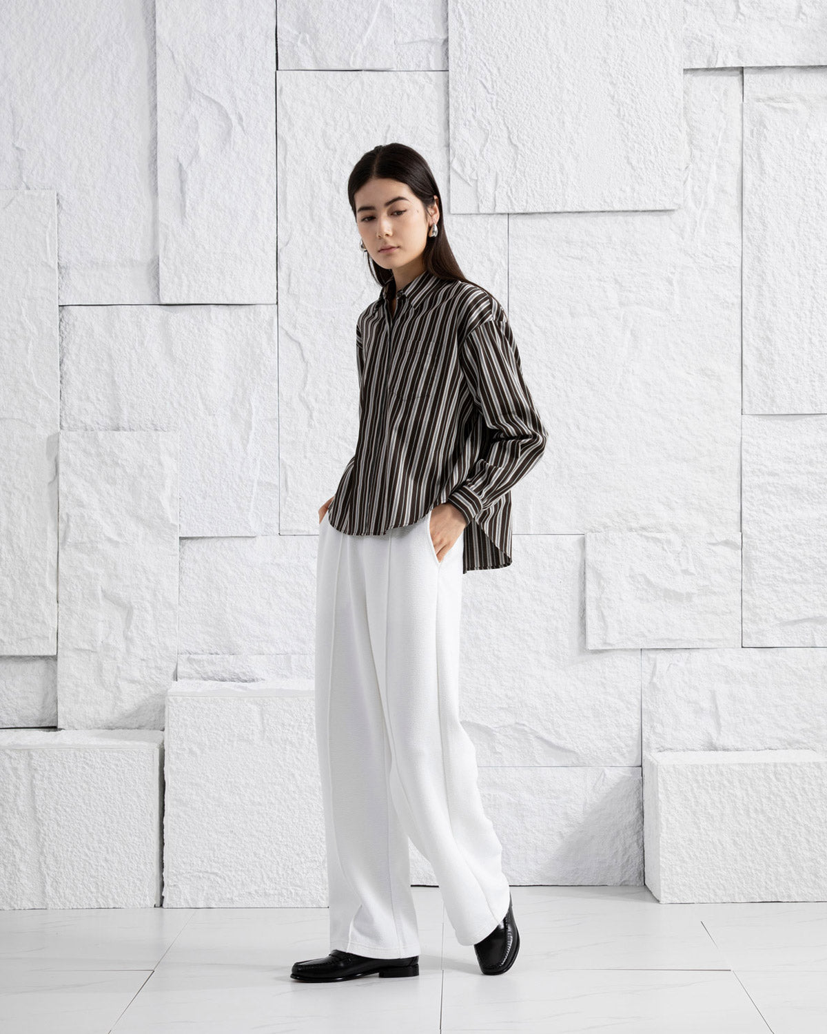 Offwhite Textured Pintuck Sweatpants Womens Textured Pleated Drawstring Sweatpants Single Long Pleat Elastic Waistband Comfort Loungewear