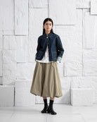 Dk Indigo Cuffed Peter Pan Jacket Womens Denim Jacket Cuffed Sleeve Denim Coat Collared Button Up Denim Outerwear