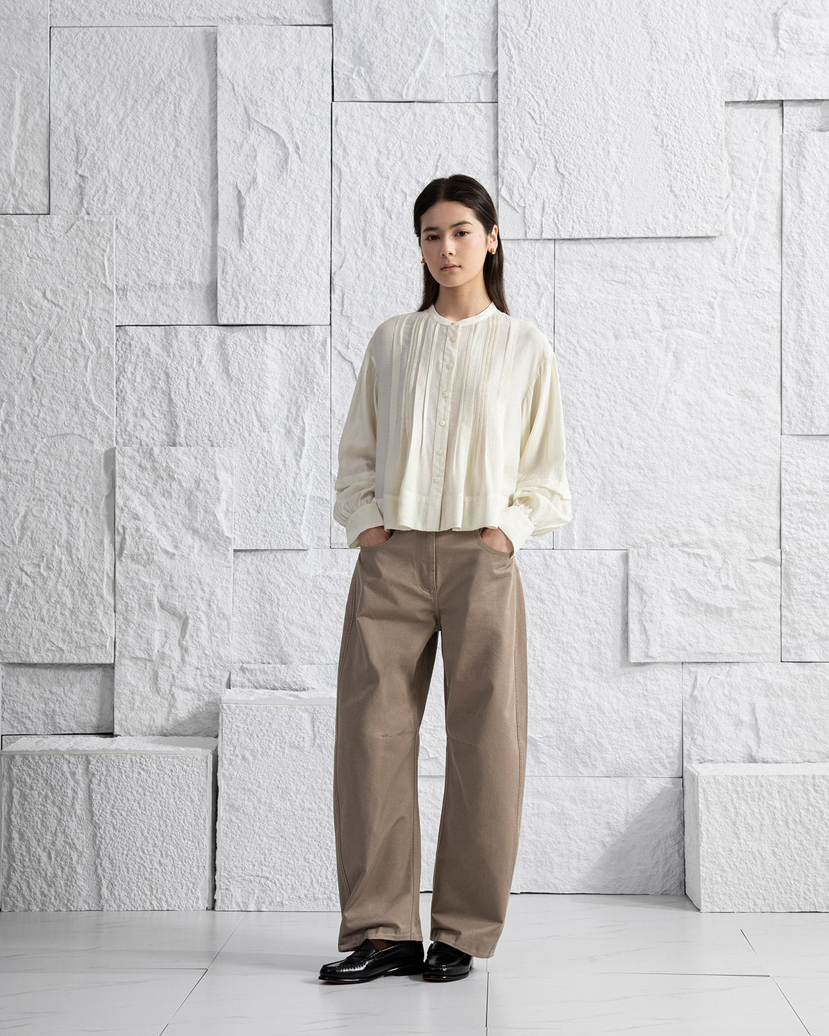 Seedpearl Crinkle Button-up Blouse Womens Future Classics Button Up Long Sleeve Blouse 