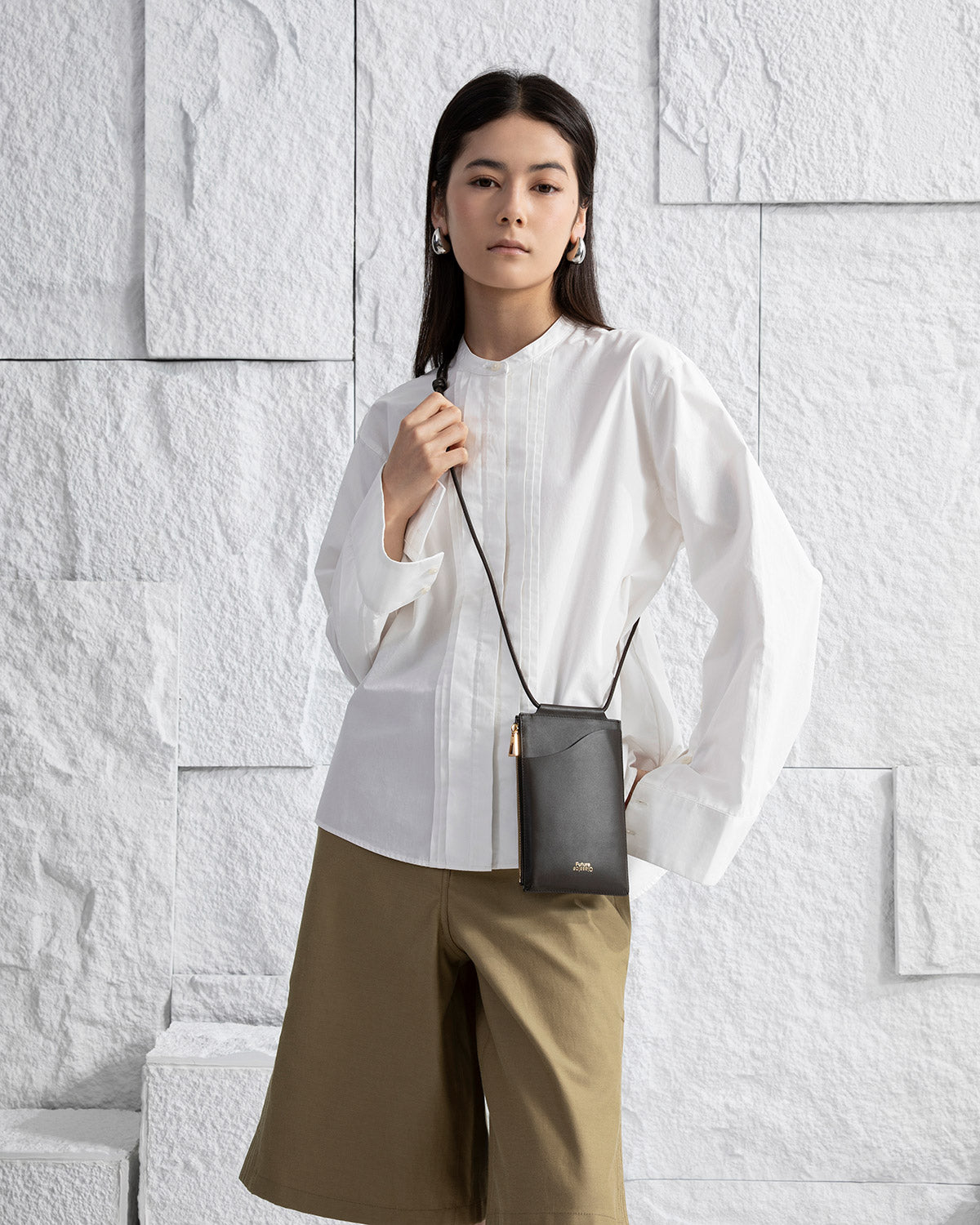 Dk Brown Mini Pocket Crossbody Small Leather Crossbody Holder Card and Money Wallet 