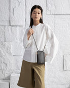 Dk Brown Mini Pocket Crossbody Small Leather Crossbody Holder Card and Money Wallet 