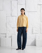 Rattan Crop Boxy Shirt Womens Button Up Cotton Casual Shirt Long Sleeve Dress Shirt Collared Cropped 