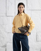 Rattan Crop Boxy Shirt Womens Button Up Cotton Casual Shirt Long Sleeve Dress Shirt Collared Cropped 