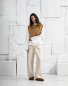 Amberglow Heather Cropped Boxy Sweater Vest Womens Sleeveless Sweater Top Wool Cashmere Top 