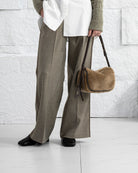 Lead Grey X Shearling Small Sheepskin Loaf Crossbody Womens Small Loaf Shoulder Handbag Sheepskin Exterior Small Accessories Bag 