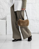 Lead Grey X Shearling Small Sheepskin Loaf Crossbody Womens Small Loaf Shoulder Handbag Sheepskin Exterior Small Accessories Bag 