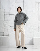 Heather Flint Grey Hairy Wool Jacket Womens Collared Wool Overcoat Womens Pea Coat 